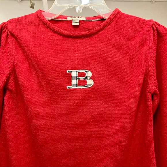 Vintage Burberry Knit Sweater Check Monogram 12Y - Picture 2 of 5